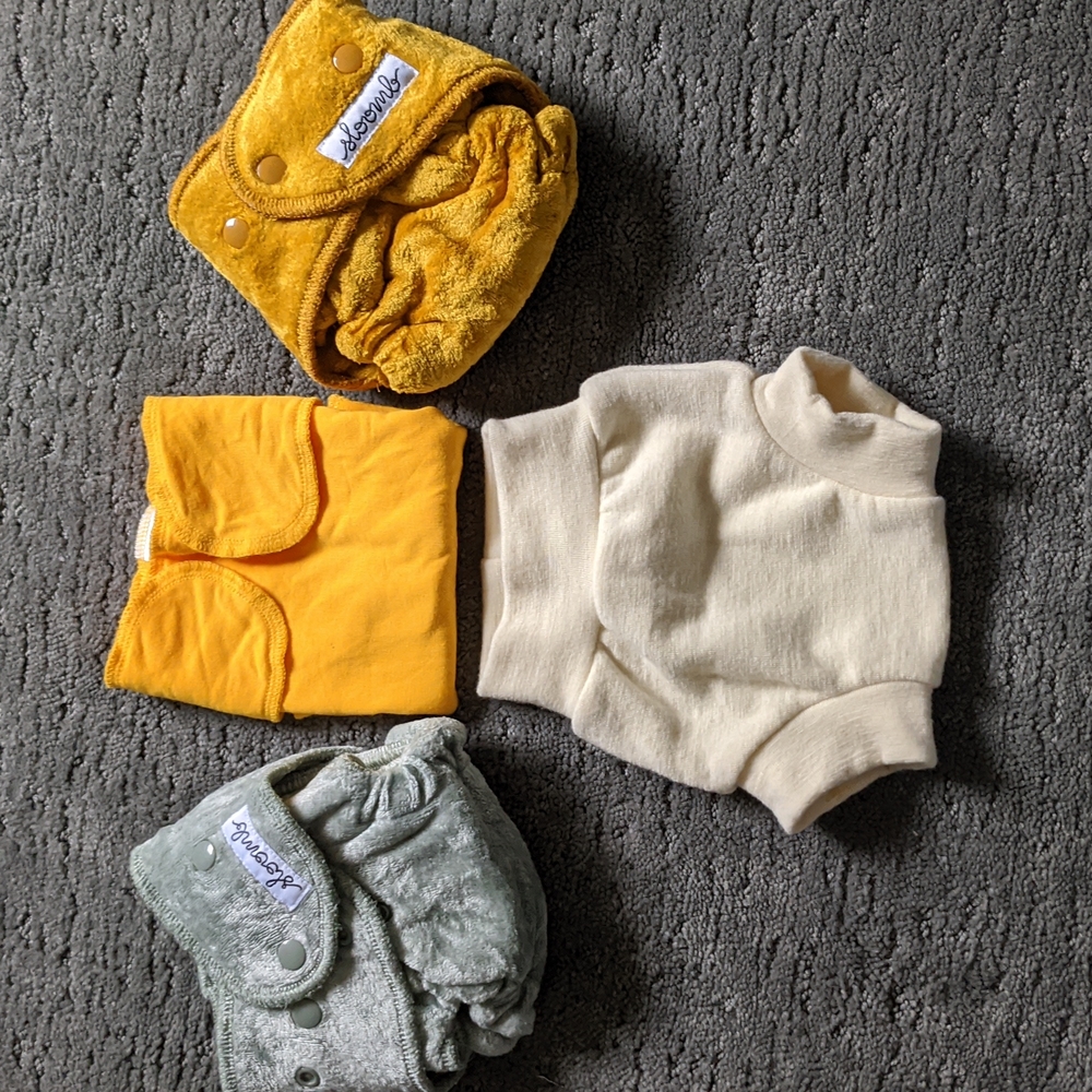 Sloomb Velour Diapers / Noble Bebe Pre Flat / Baby Beehinds Wool Cover